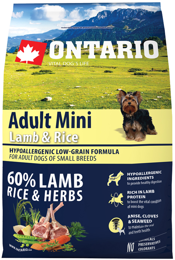   Магизоо Ontario Dog Adult Mini Lamb & Rice низкозерновой для взрослых собак маленьких пород с ягненком и рисом (2,25 кг)