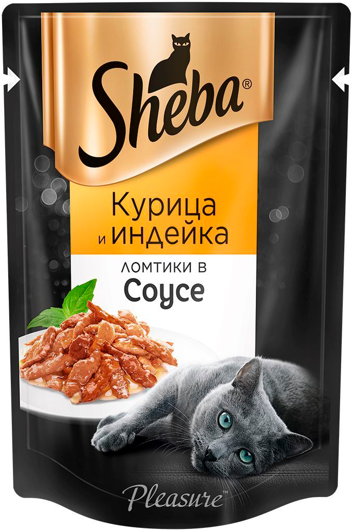   Магизоо Sheba Pleasure для взрослых кошек ломтики в соусе с курицей и индейкой  (85 гр)