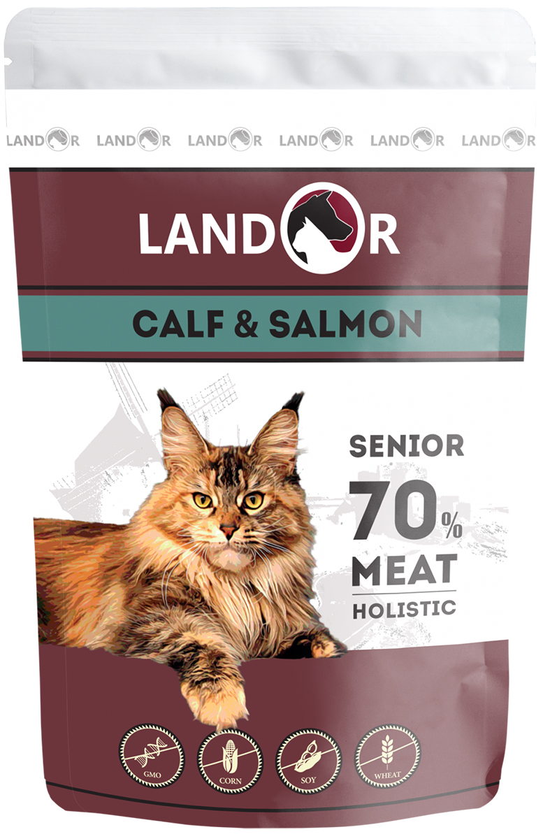 Landor Cat Senior Calf & Salmon для пожилых кошек с телятиной и лососем (85 гр х 12 шт)