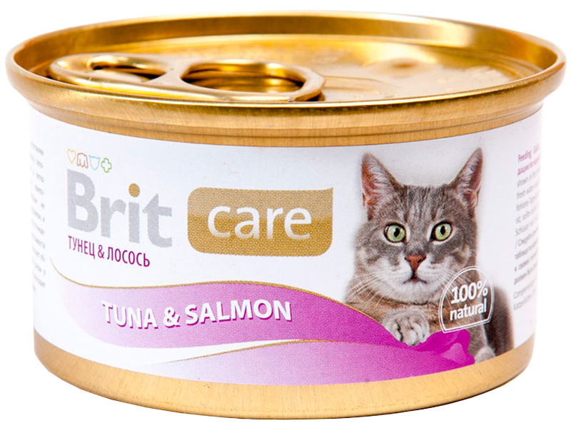 Brit Care Cat Tuna & Salmon для взрослых кошек с тунцом и лососем  (80 гр х 12 шт)