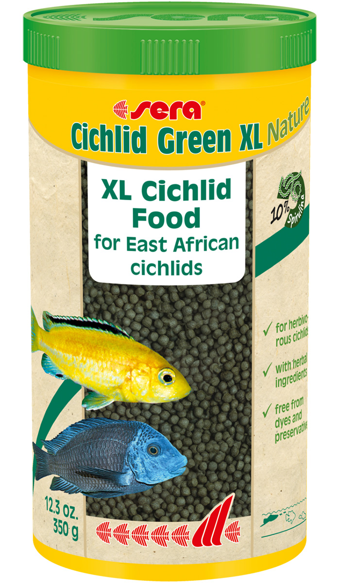 Для цихлид  Магизоо Sera Cichlid Green Xl корм гранулы для растительноядных крупных цихлид (1 л)