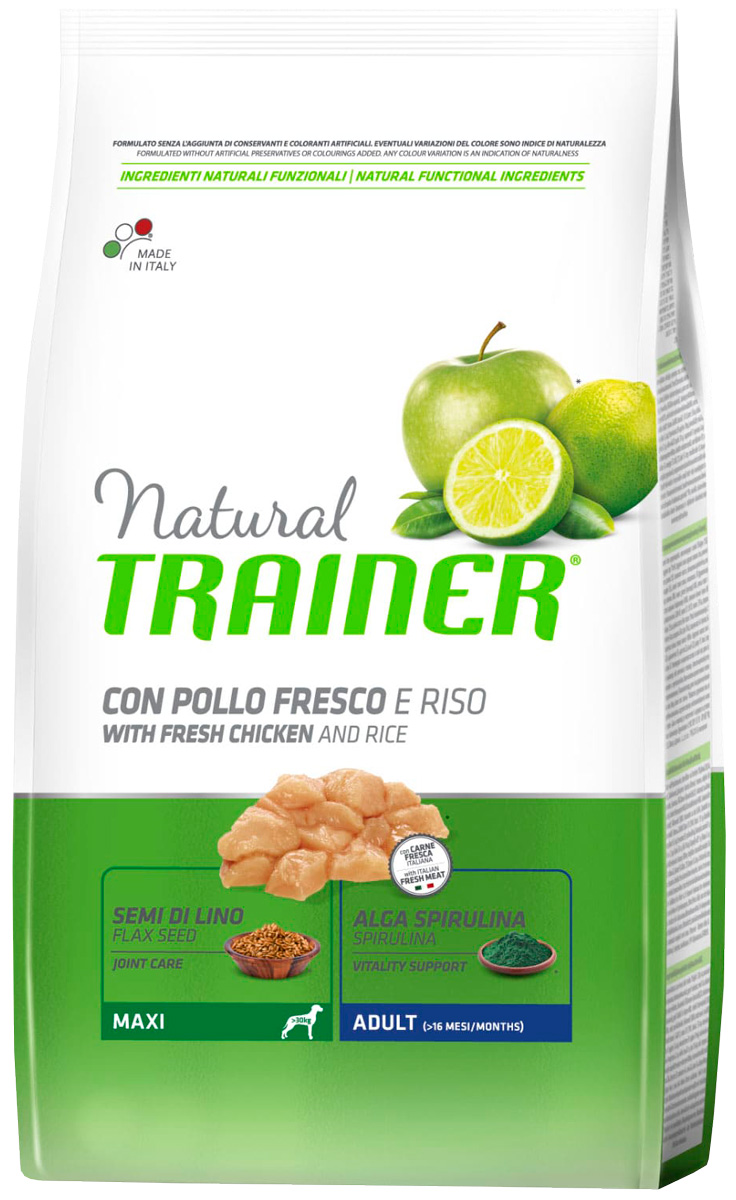 Trainer Natural Maxi Adult Chicken для взрослых собак крупных пород с курицей (12 кг)