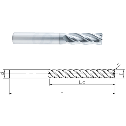 Фрезы по металлу GESAC ST210-RL5-20005 Фреза концевая 20мм, VHM, Z=5, HA, AlCrSiN (серия ST210)