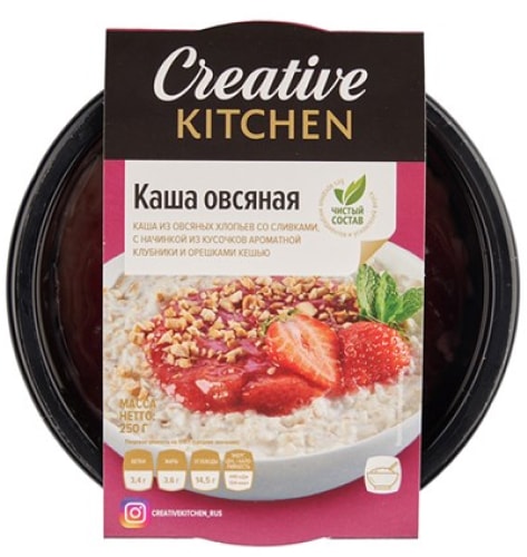 Каша Creative Kitchen овсяная с клубничным наполнителем 250г