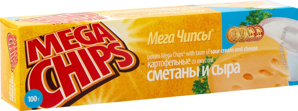 Чипсы Mega Chips Сметана и сыр 100г. Доставим до двери!