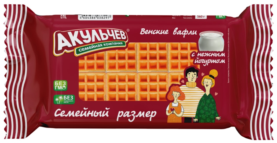 Вафли Акульчев венские с йогуртом 560г. Закажите онлайн!