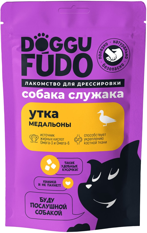 Лакомство для собак Doggufudo Собака Служака Медальоны из утки 80г