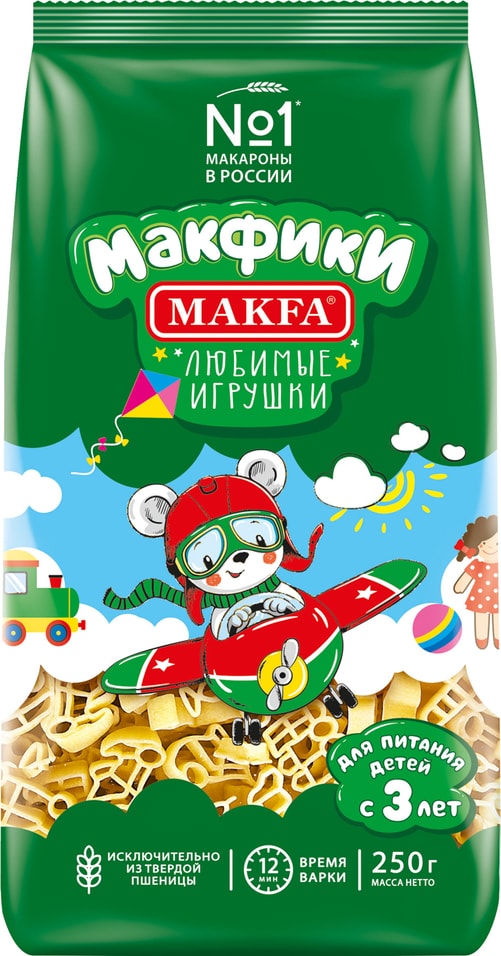 Макароны Makfa Макфики Любимые игрушки 250гс доставкой!