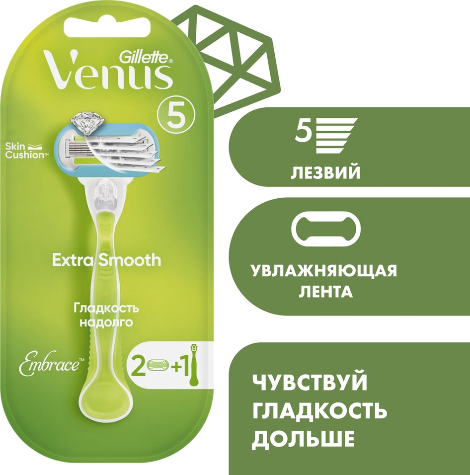 Бритва Gillette Venus Embrace со сменными кассетами 1шт+2 кассеты