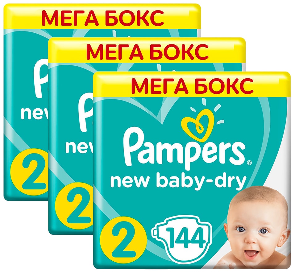 Подгузники для новорожденных Pampers New Baby-Dry 2 размер / 4-8кг 144шт (упаковка 2 шт.)