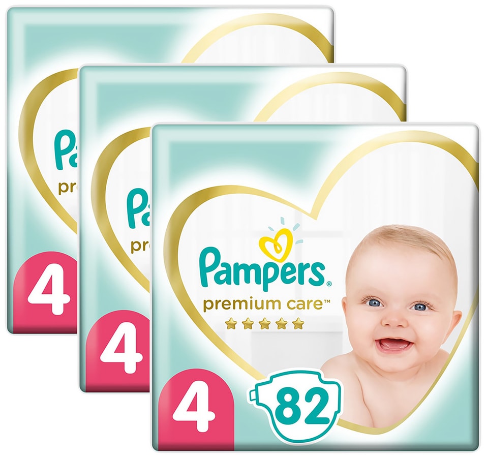 Подгузники Pampers Premium Care 4 размер / 9-14кг ультрамягкие 82шт (упаковка 2 шт.)