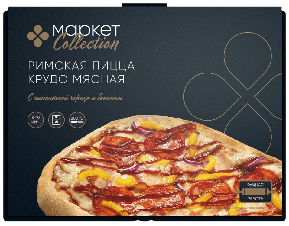 Пицца Маркет Collection римская Крудо мясная с пикантной чоризо и беконом 450г