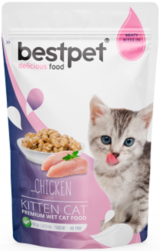 Влажный корм для котят Bestpet с курицей 85г*24шт