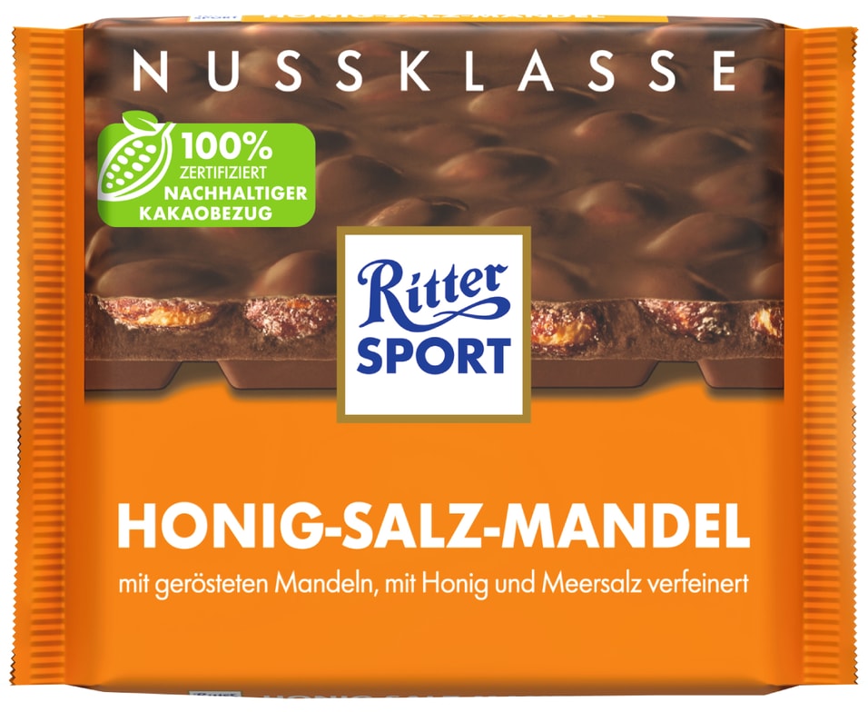 Шоколад Ritter Sport Молочный Соленый миндаль с медом 100г