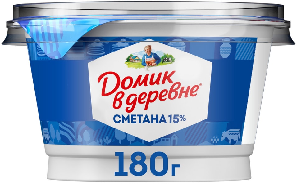 Сметана Домик в деревне 15% 180г - Vprok.ru Перекрёсток