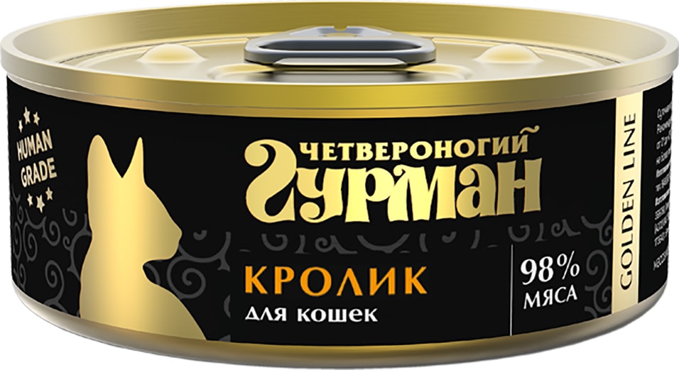 Влажный корм для кошек Четвероногий Гурман Golden кролик 100г