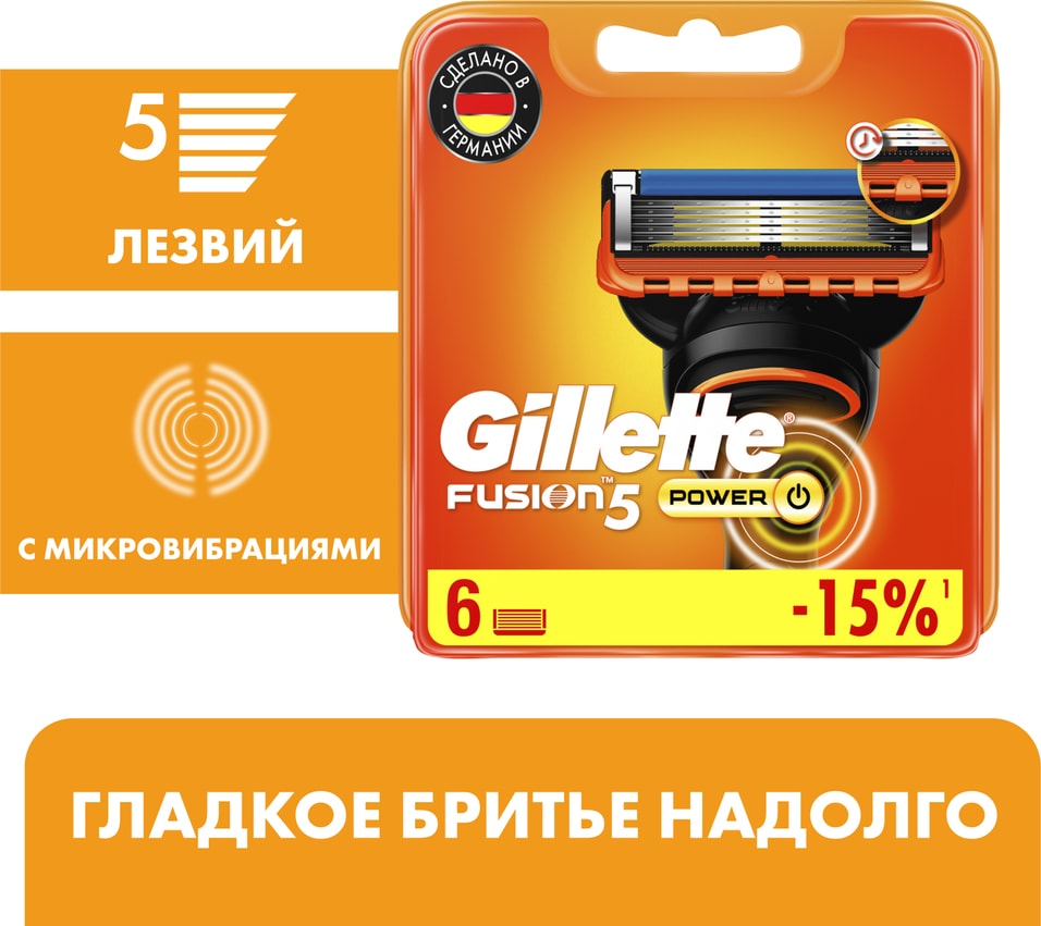 Кассеты для бритья Gillette Fusion Power 6штс доставкой!