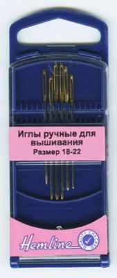  283G.1822 Иглы для вышивания с закруглённым кончиком в пластиковом контейнере №18 - 22, 6шт