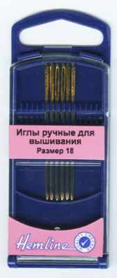  283G.18 Иглы для вышивания с закруглённым кончиком в пластиковом контейнере №18, 6шт