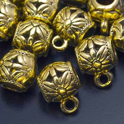 19167 Бейл Бочонок с Цветком 13х9.5х9.5мм, Античное Золото