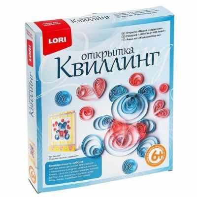 Наборы для квиллинга 786209 Открытка Мишка с сердечком квиллинг