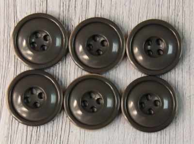  CRZ 0010 34 Пуговицы костюмные с проколами-1 №D076 темно-серый, 6 шт