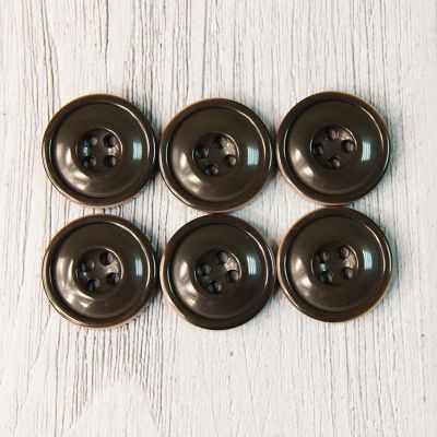  CRZ 0010 34 Пуговицы костюмные с проколами-1 №D157 коричневый, 6 шт