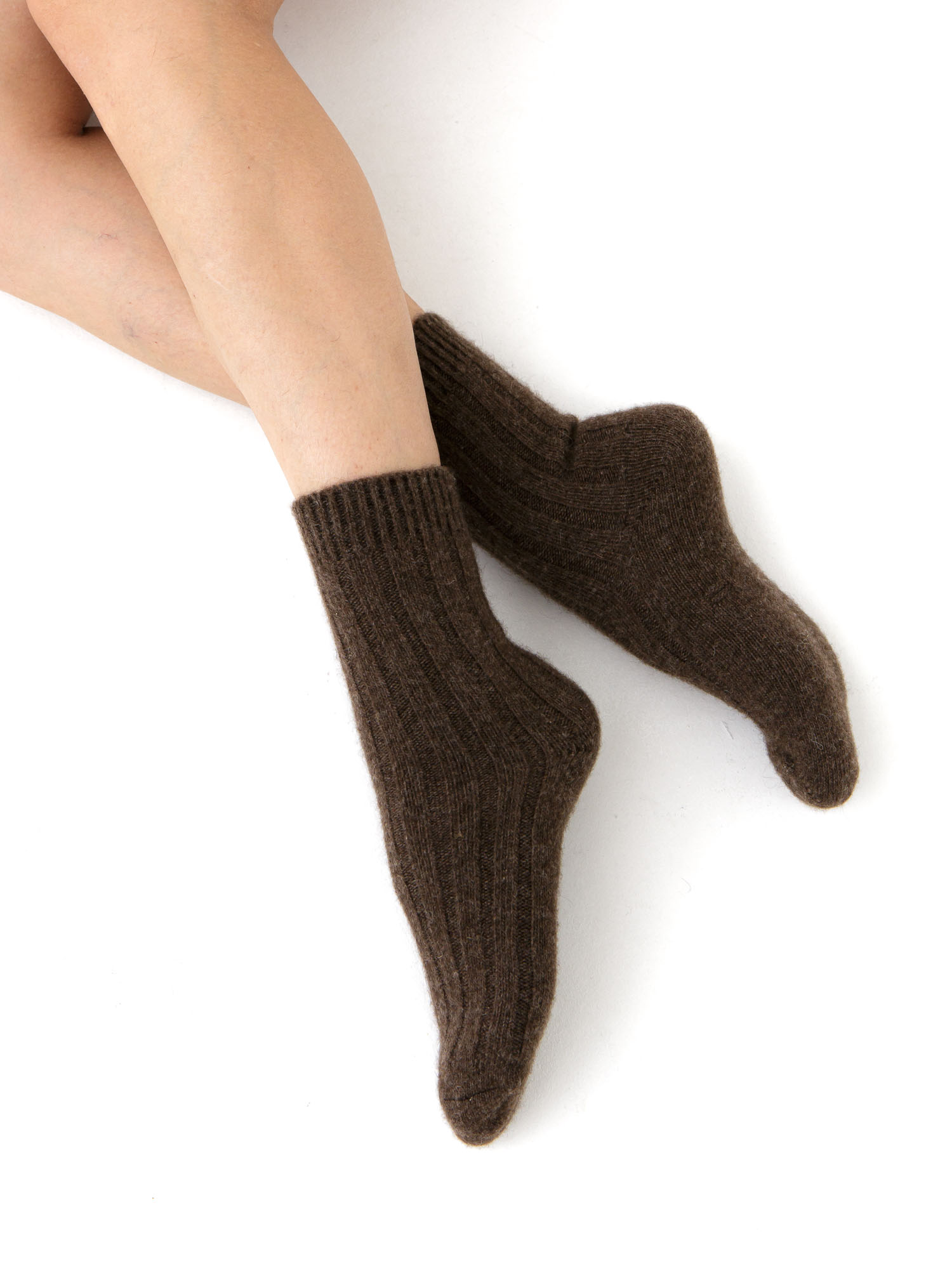 Носки и стельки Теплые носки из 100% шерсти темно-коричневые 34-36