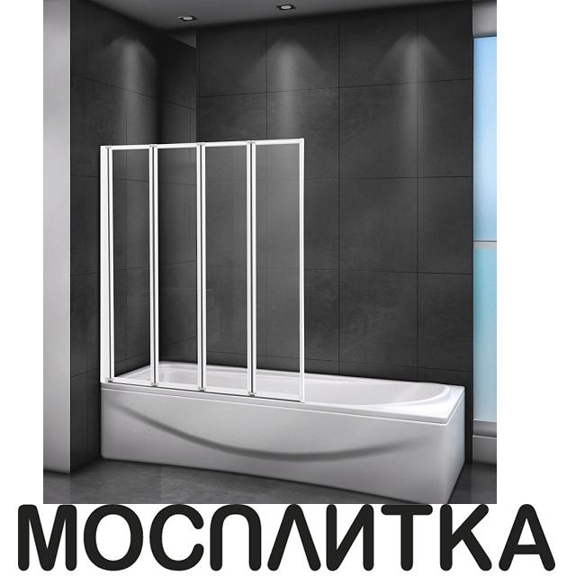 Шторка на ванну Cezares RELAX-V-4-80/140-C-Bi, профиль белый стекло прозрачное 80см