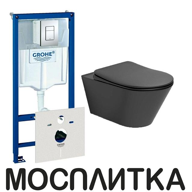 Комплект Creto Logan L3 1003-002-L3BlMat подвесной унитаз + инсталляция Rapid SL 38772001