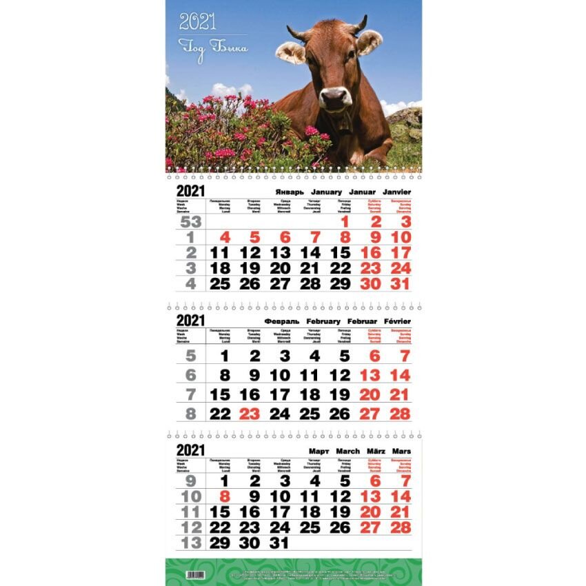 Календари 2021  HSR24 Квартальный календарь «Символ года» на 2021 год