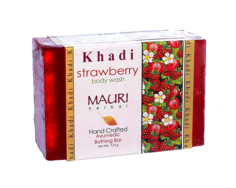 Мыло ручной работы с Клубникой (125 г), Strawberry Body Wash, произв. Khadi Mauri