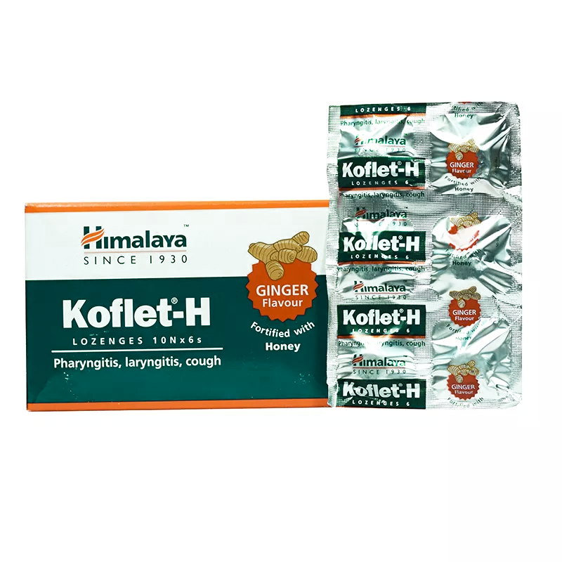 Здоровье  MyIndia Кофлет-H (60 шт), Koflet-H Ginger and Honey, произв. Himalaya