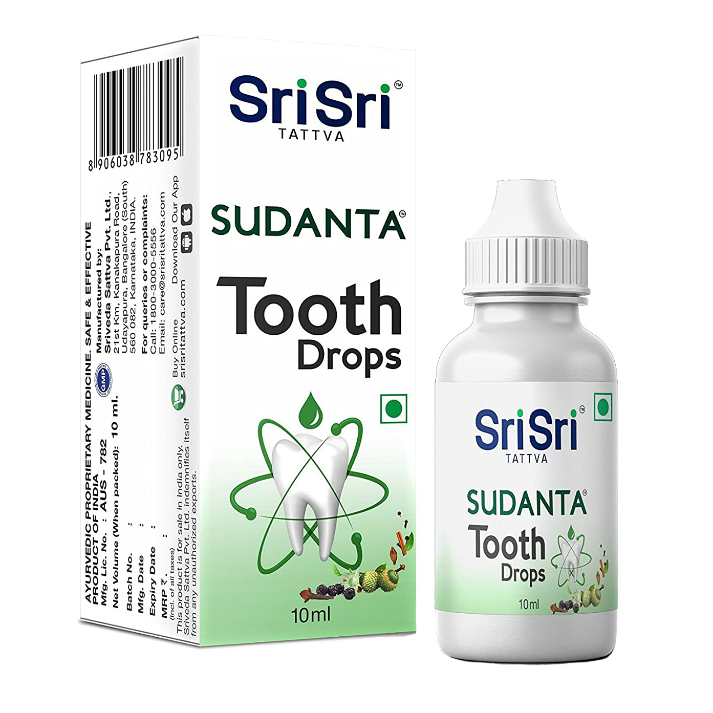 Зубные капли Суданта (10 мл), Sudanta Tooth Drops, произв. Sri Sri Tattva