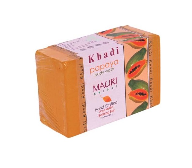 Мыло ручной работы с Папайей (125 г), Papaya Body Wash, произв. Khadi Mauri