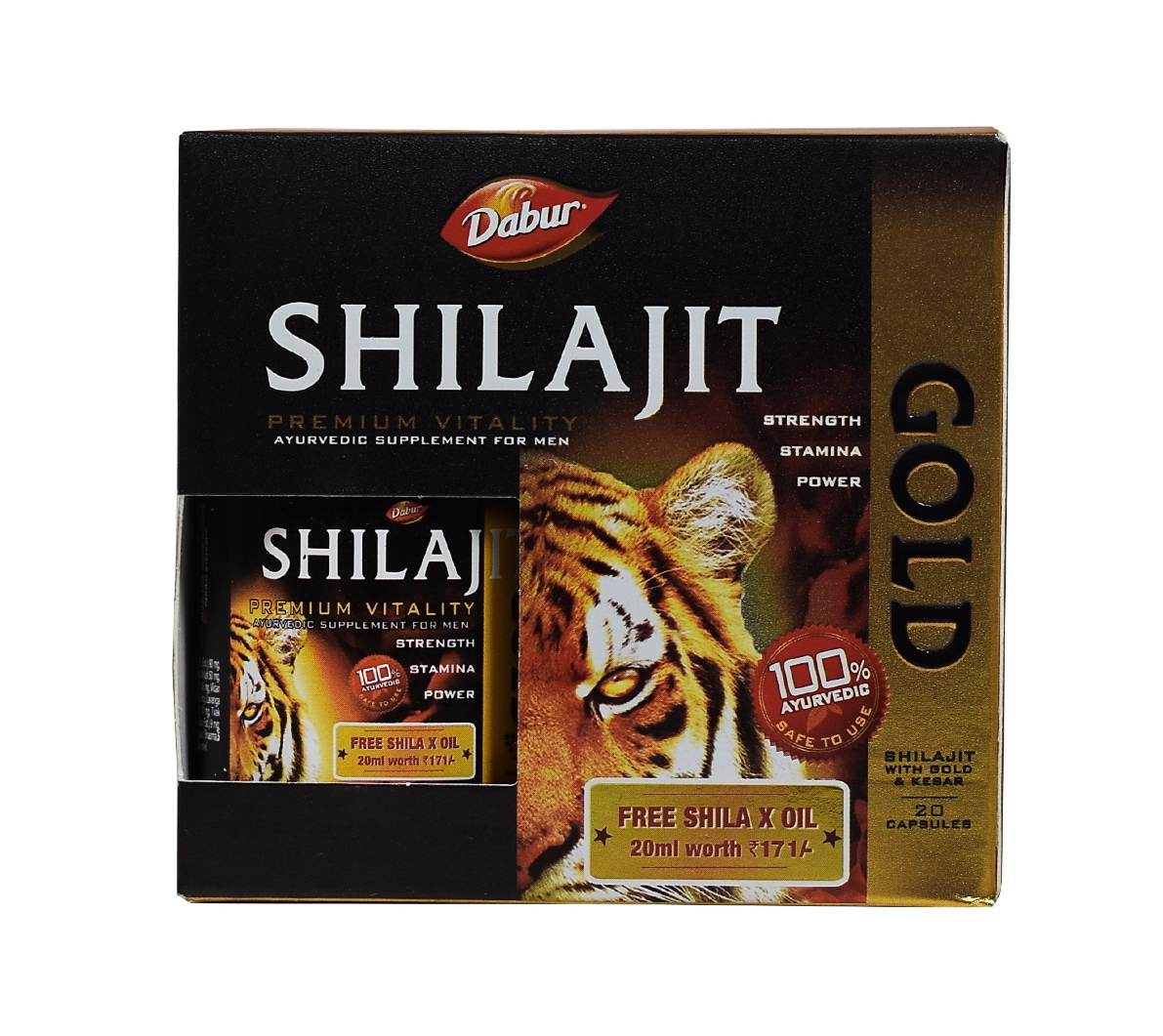 Шиладжит Голд (20 кап), Shilajit Gold, произв. Dabur