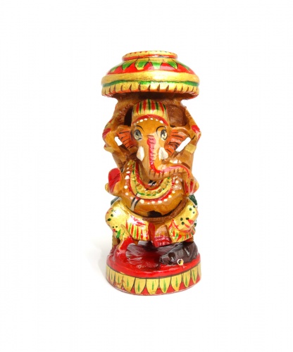 Бог Ганеша: расписная деревянная статуэтка, Lord Ganesha, Painted wooden statue, Handmade