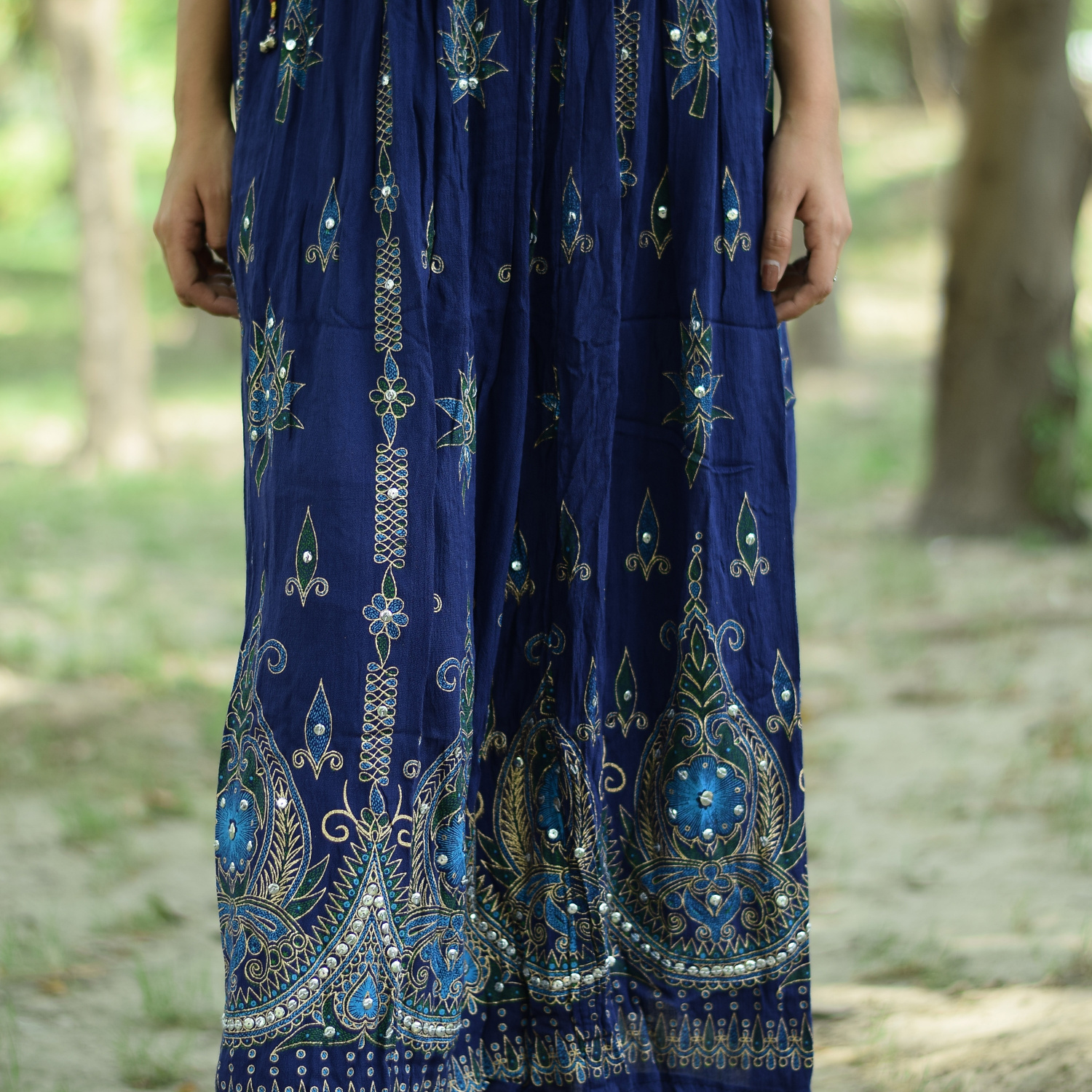 Хлопковая юбка, Cotton Blue Skirt, Handmade, произв. MYINDIA