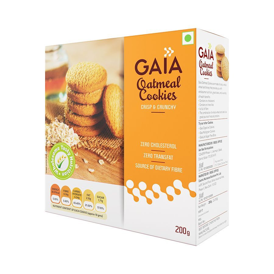 Овсяное печенье (200 г), Oatmeal Cookies, произв. Gaia