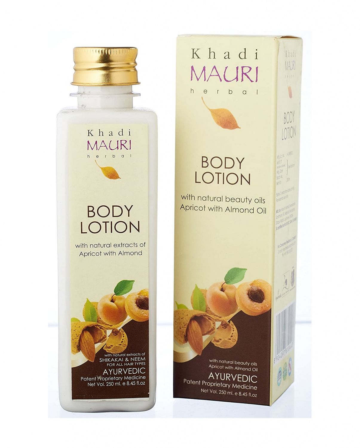 Лосьон для тела с Абрикосовым и Миндальным маслом (250 мл), Body Lotion With Apricot & Almond Oil, произв. Khadi Mauri