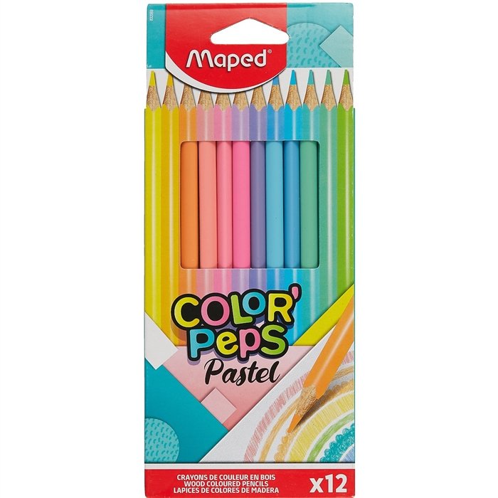Карандаши цветные 12цв "COLOR PEPS PASTEL" трехгранные, к/к, подвес, MAPED