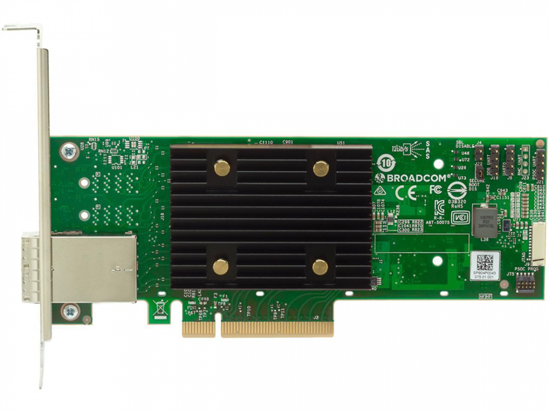 Контроллер Broadcom/LSI 9500-8e SGL (05-50075-01) PCIe Gen4 x8 LP, Tri-Mode SAS/SATA/NVMe 12G HBA, 8port(2*ext SFF8644), 3808 IOC (05-50075-01)