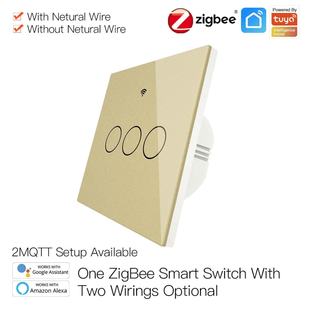 Умные выключатели  Неватека Умный выключатель MOES Gang Smart Switch Sensor w/o grounding ZS-EU3, Zigbee, 100-240 В