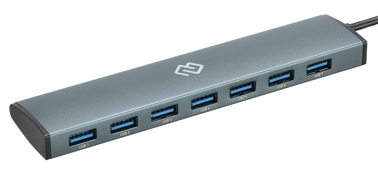 USB Hub  Неватека Разветвитель USB-C Digma HUB-7U3.0-UC-G 7порт. серый