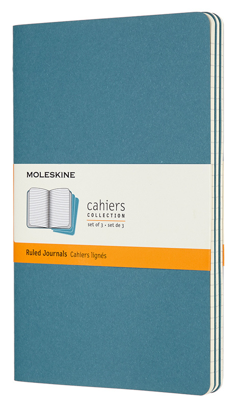 Блокнот Moleskine CAHIER JOURNAL CH016B44 Large 130х210мм обложка картон 80стр. линейка голубой (3шт)