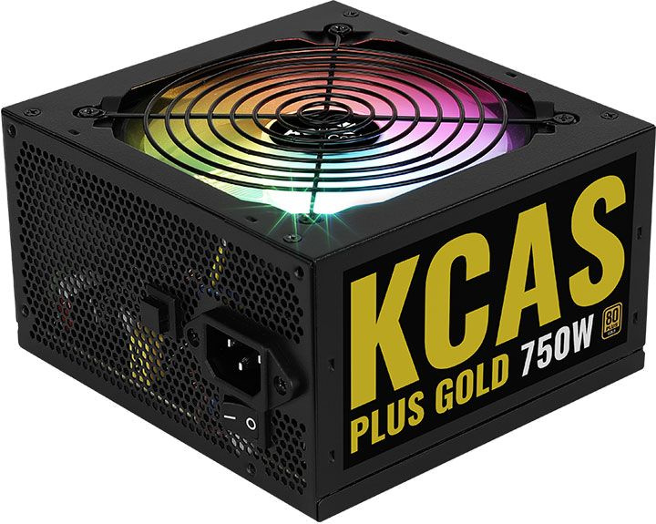 Блок питания Aerocool ATX 750W KCAS PLUS GOLD 750W RGB 80+ gold (24+4+4pin) APFC 120mm fan 7xSATA RTL