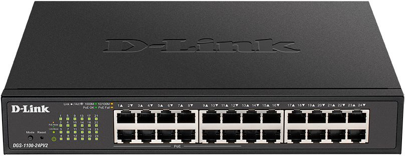 Коммутатор D-Link DGS-1100-24PV2/A1A 24G 12PoE+ 100W настраиваемый