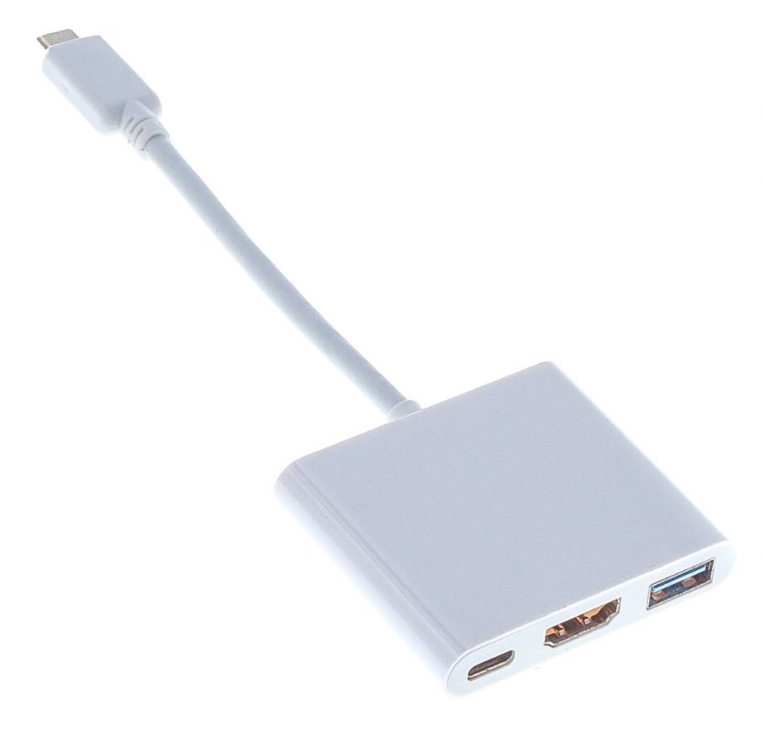 Переходник Buro BHP RET TPC-HDM USB Type-C (m) HDMI (f) USB 3.0 A(f) USB Type-C (f) белый