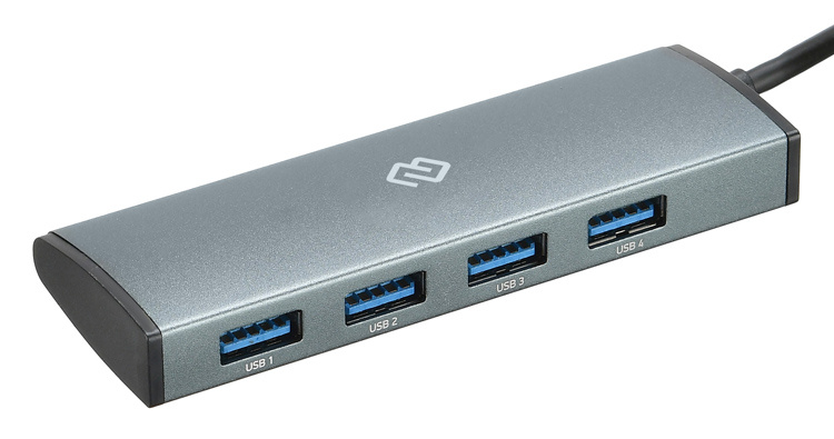 USB Hub Разветвитель USB-C Digma HUB-4U3.0-UC-G 4порт. серый