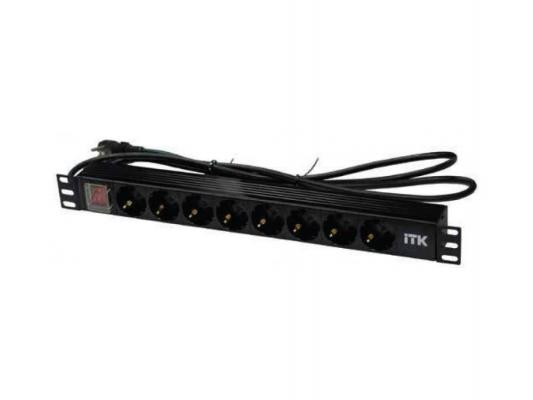 ITK PDU 8 розеток нем. ст, с LED выкл,1U, шнур 2м вилка нем. Ст (PH12-8D1)